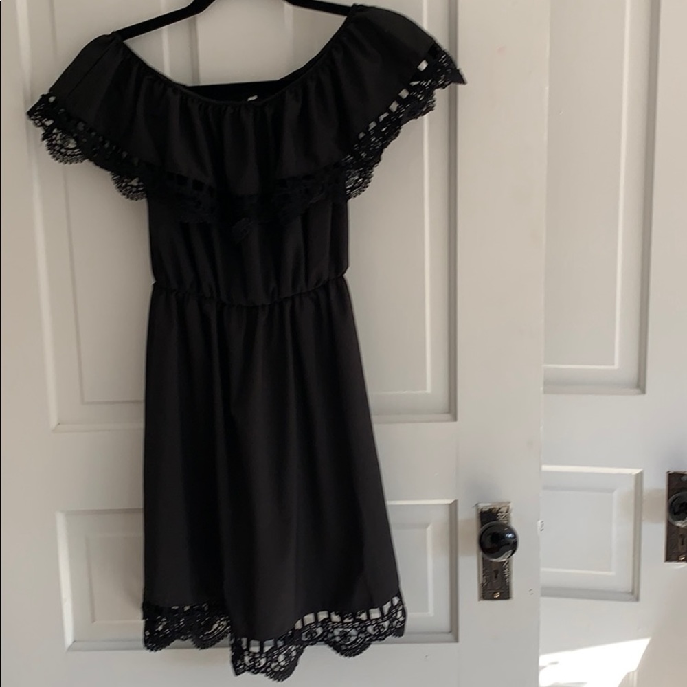 Mini black off shoulder dress